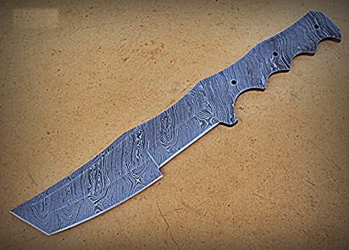 BB-35 Handmade Damascus Steel Blank Blade Full Tang Tracker Knives - Poshland