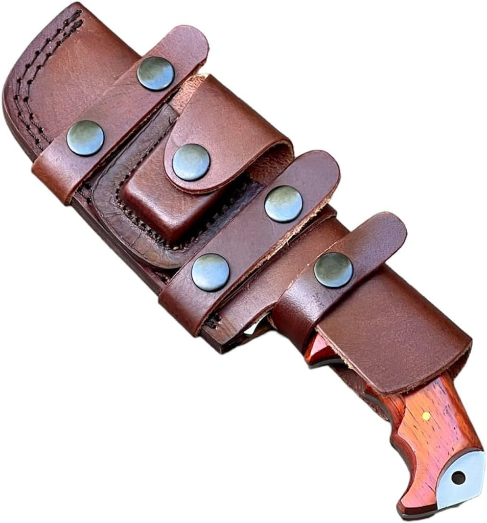 Custom Handmade Damascus Steel 10 Inches Tracker Knife Leather Sheath - Poshland
