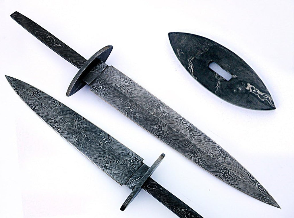 BB-16 Handmade Damascus Steel 15 Inches Full Tang Dagger Blank Blade - Poshland
