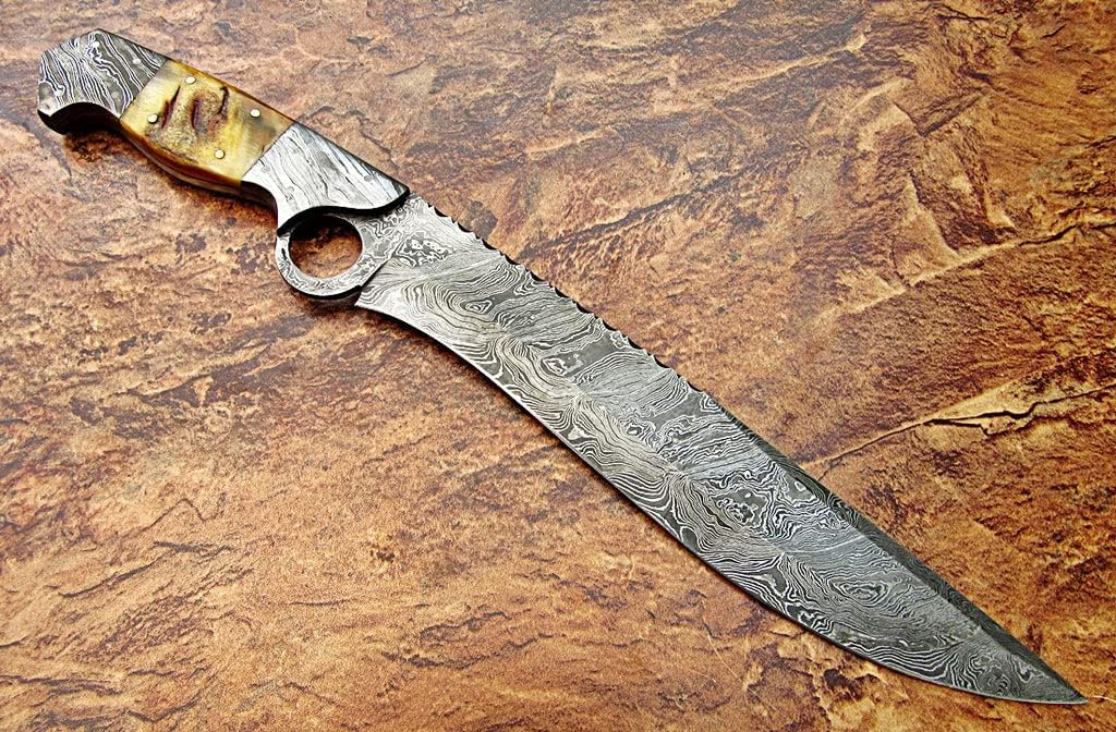 Damascus Steel Hunting & Bowie Knife - Poshland