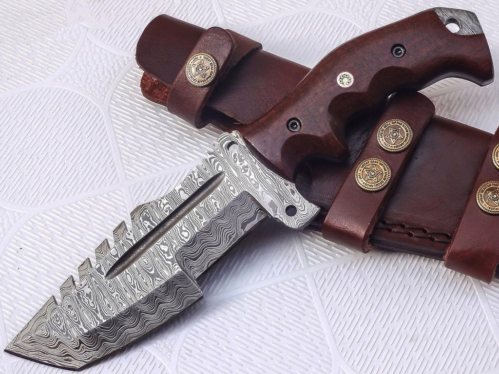 TR-301, Custom Handmade Damascus Steel Tracker Knife - Poshland
