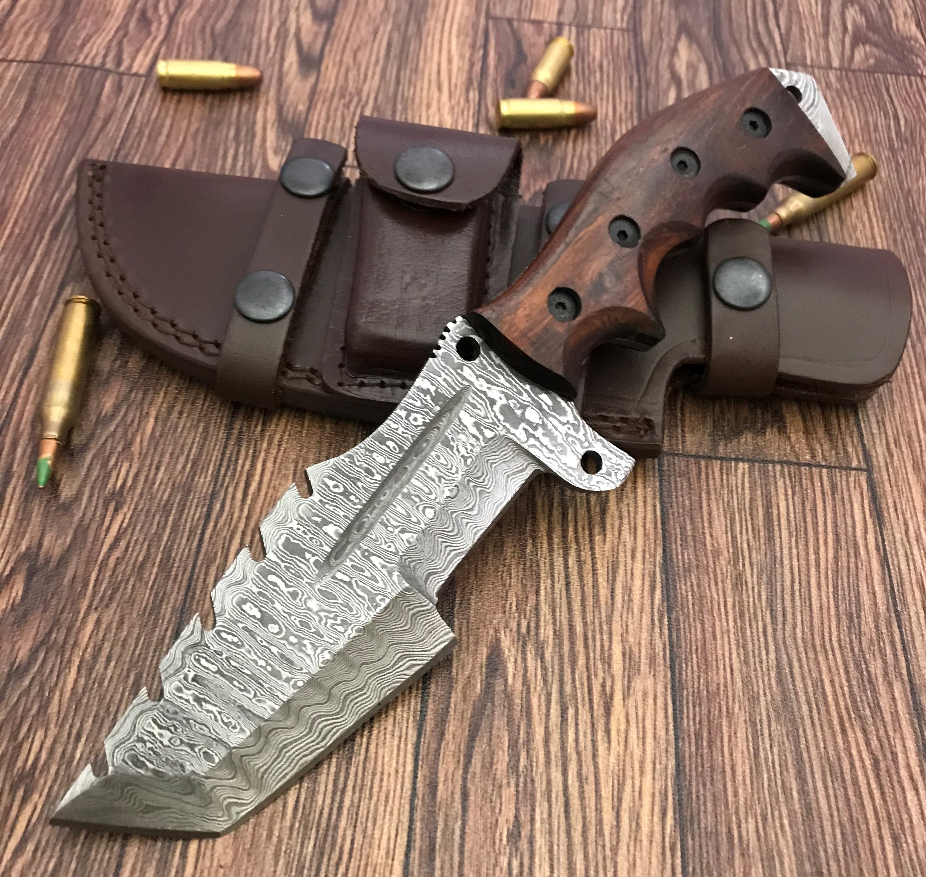 Damascus Tanto Knife Custom Handmade Damascus Steel Hunting Knife